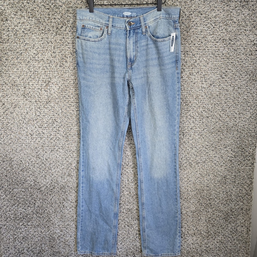 Old‎ Navy Jeans Mens 32x36 Straight Leg Light Wash 5 Pocket Blue Denim Cotton
